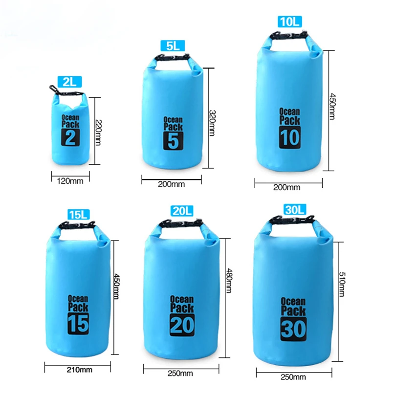 Сумка для плавания на лодках, водонепроницаемая, сухая, 2L/5L/10L/15L/20L/30L, для спорта на открытом воздухе, рафтинг, Каякинг, парусное каноэ, синий, ПВХ, sac etanche A20