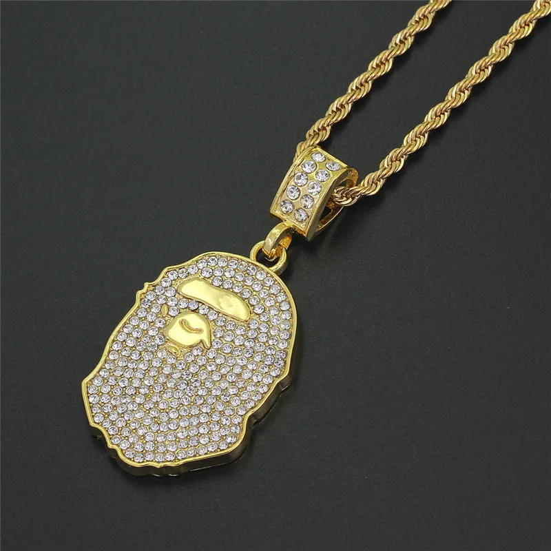 Bnrelease хип хоп Iced Out Quavo чокер Полный Стразы Ape кулон ожерелье Настоящее Bling Rapper ювелирные изделия