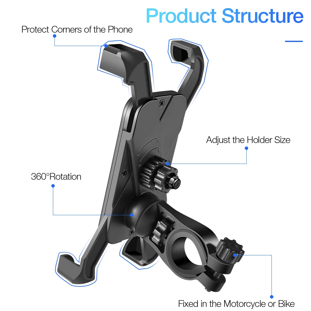 RAXFLY Universal Motorcycle&ampBike Phone Holder For iPhone X XS 7 Plus 360 Rotation Adjustable Samsung S10 Stand | Мобильные