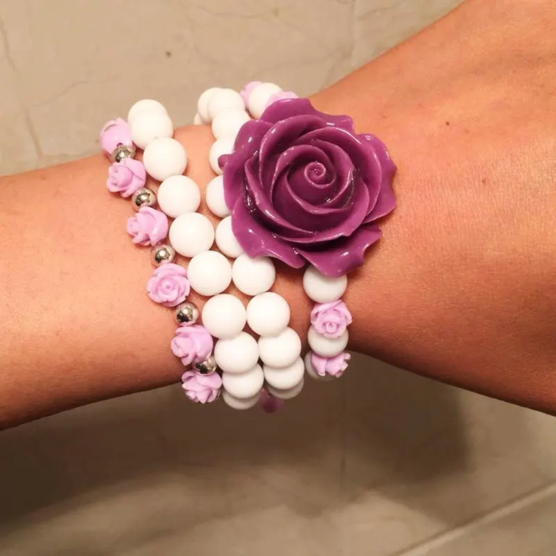 Женский эластичный браслет Boho набор ювелирных изделий из белых матовых бусин с