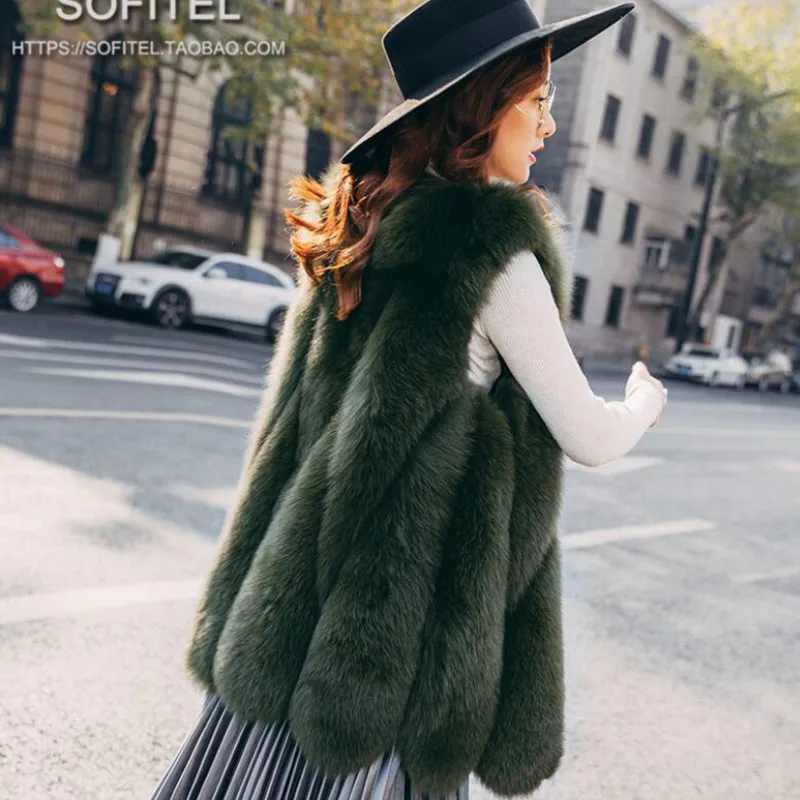 Зимний женский жилет из искусственного меха лисы пальто норки без рукавов