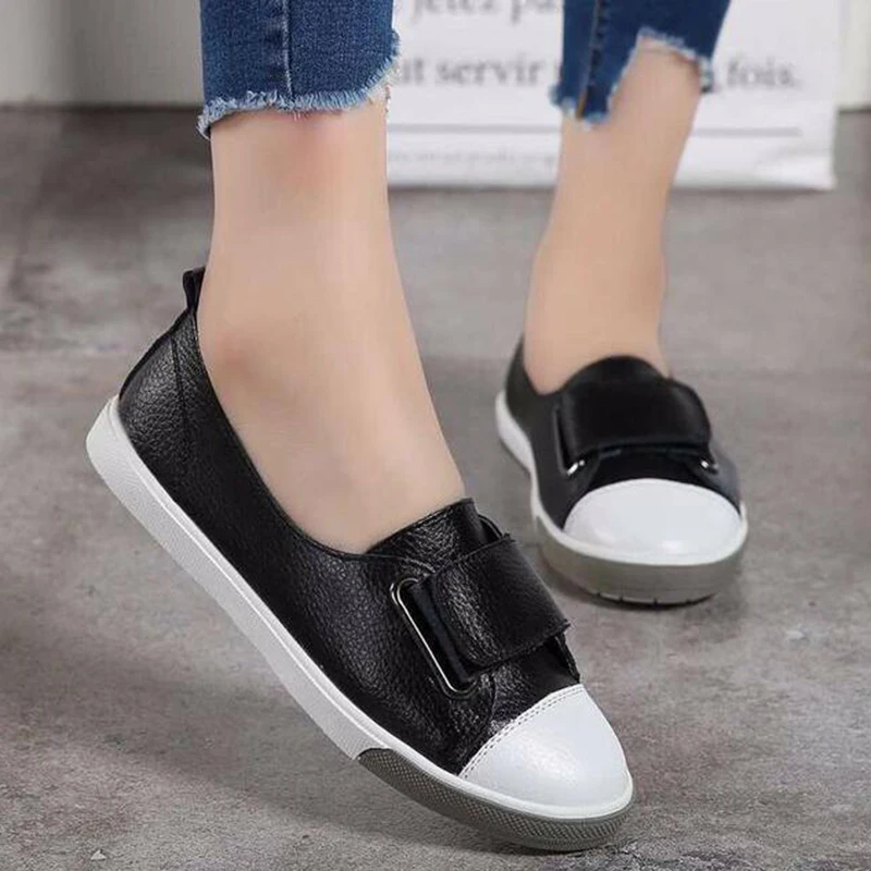 Туфли женские кожаные плоская подошва лоферы повседневная обувь для тренировок