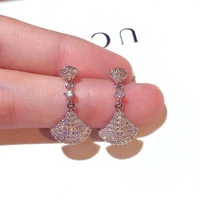 2019 new hot sale new silver color cute skirt shape cubic zirconia earrings stud for women fashion luxury jewelry gifts