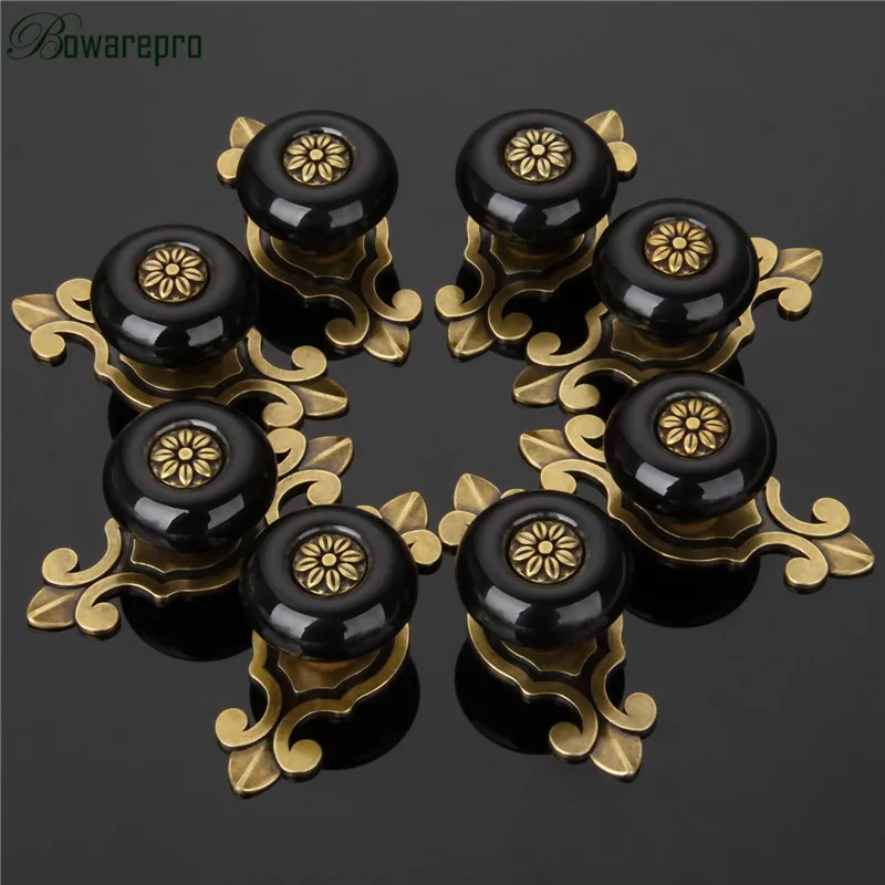 bowarepro 8pcs vintage retro ceramic door knob wardrobe cabinet drawer pull kitchen cabinet handle ceramic cupboard handle hot free global shipping