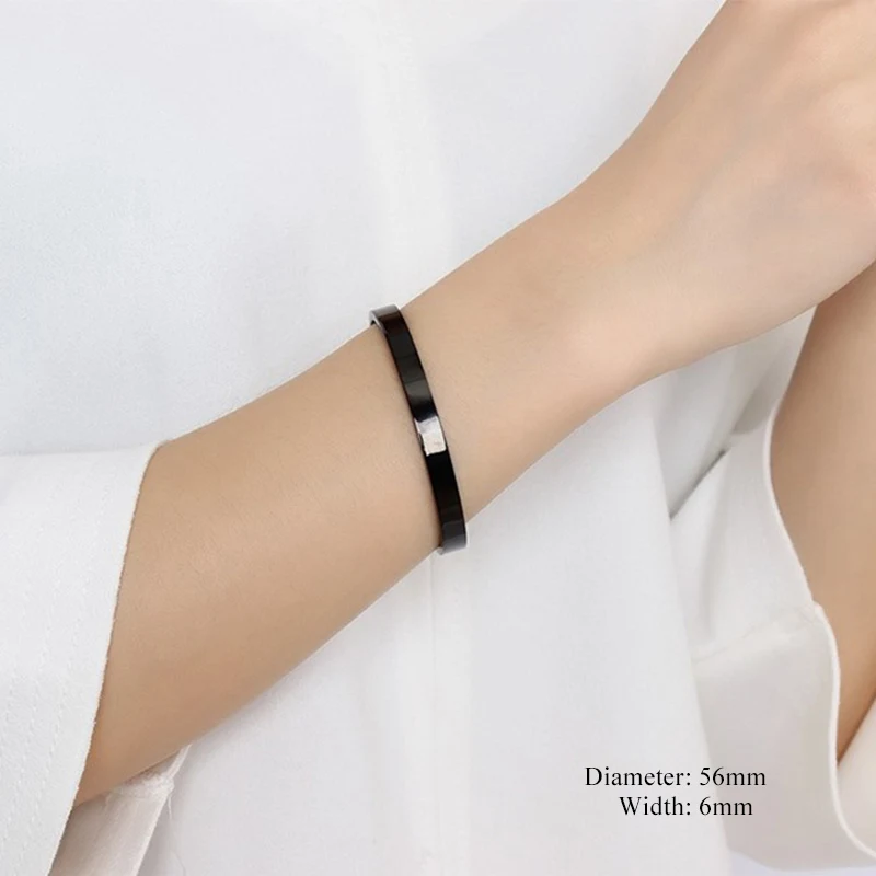 black for women Мода Пара браслет краткое дизайн нержавеющая сталь манжета взрыва для женщин и мужчин золото серебро черный цвет браслет "Альянс" - Окраска металла: black for women