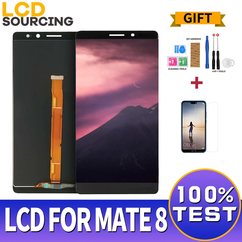 6,0 дюймовый ЖК-дисплей для huawei mate 8, сенсорный экран, дигитайзер, стекло в сборе, замена, тестовая рамка для huawei mate 8, 1920*1080