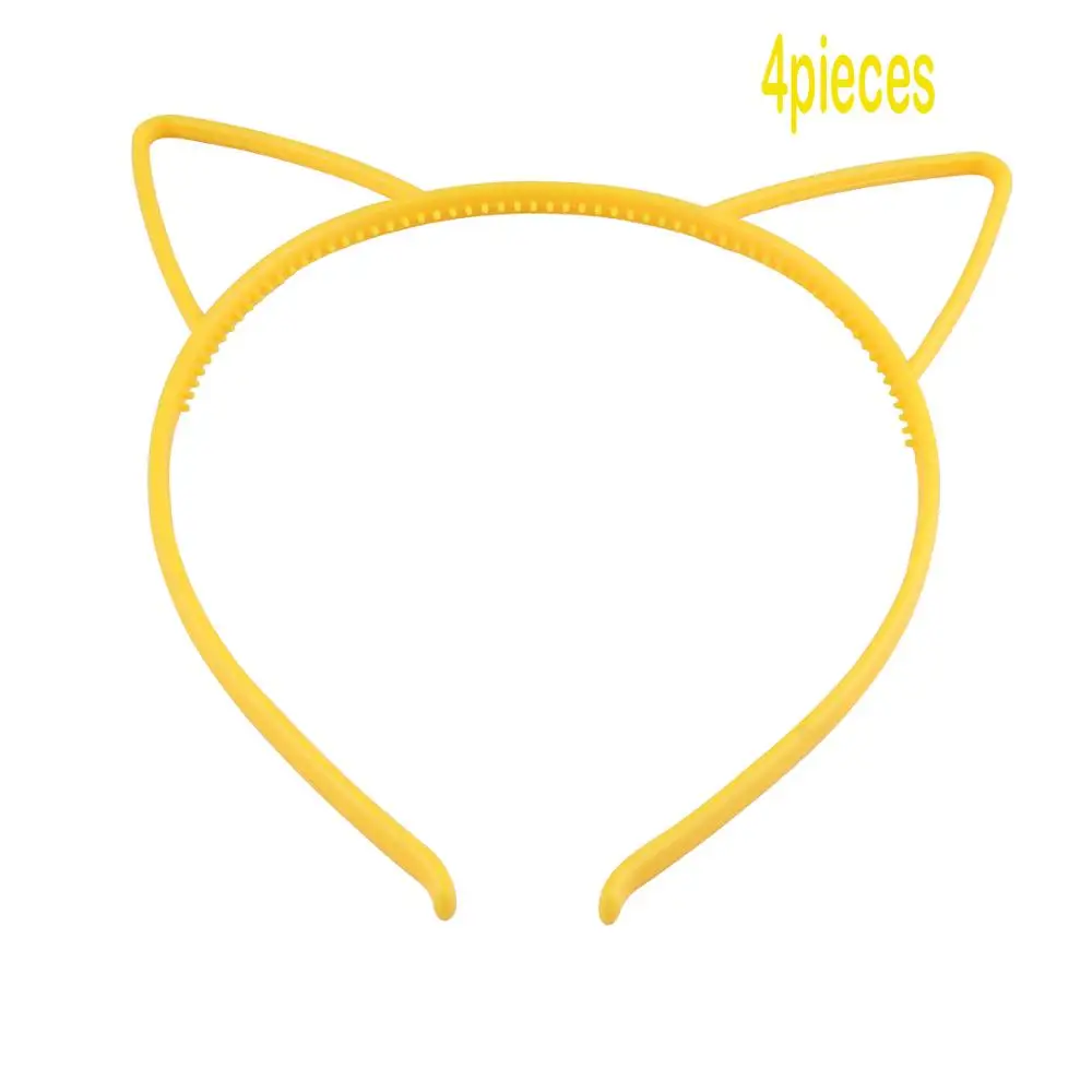 yellow cat headband 4 шт. Милая пластиковая головная повязка лента для волос для женщин девочек Корона мультфильм тиара аксессуары для волос Головные уборы Вечеринка принадлежности - Цвет: yellow cat headband