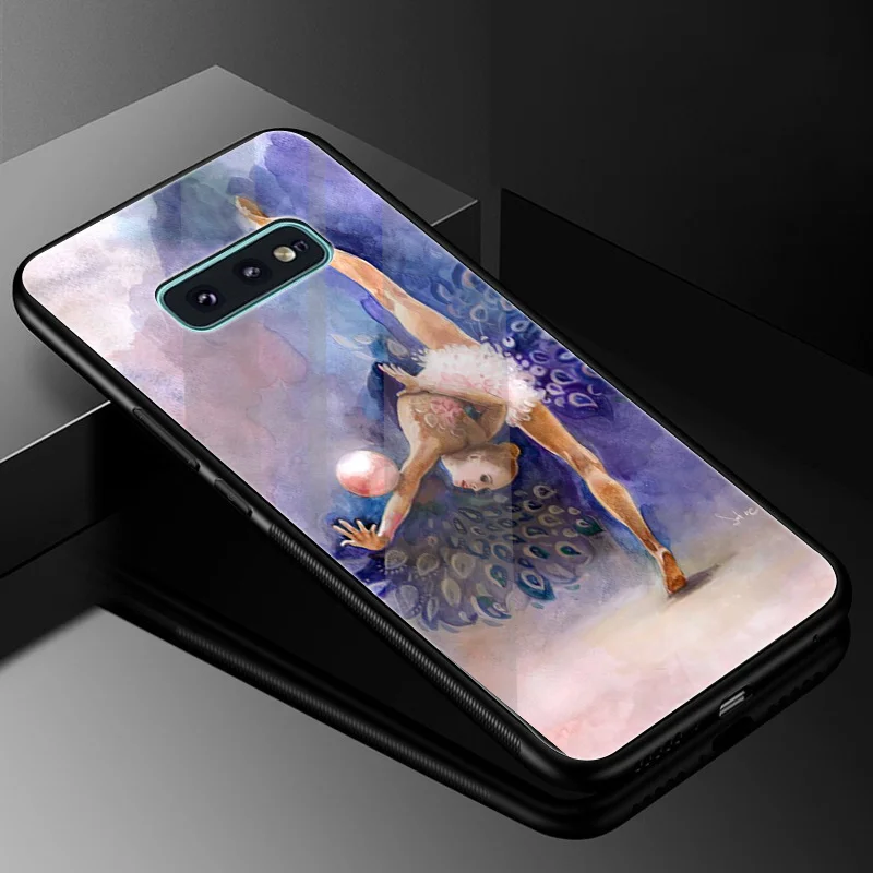 Стеклянный спортивный чехол для девочек в спортивном стиле цветной Samsung A10 A20 A30 A40