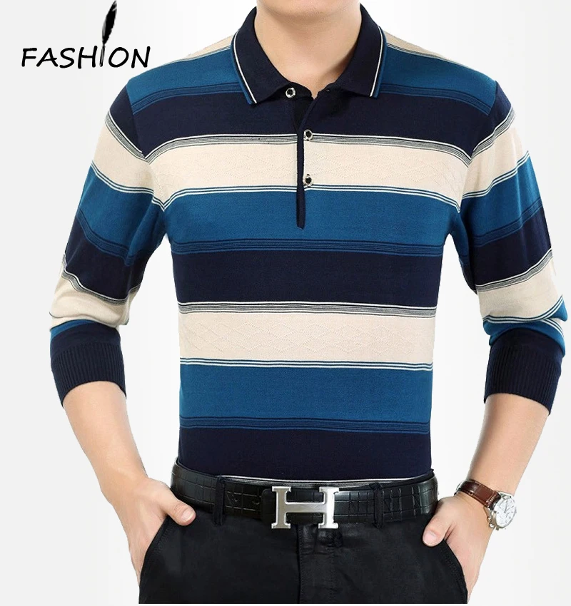 2016 autumn old father put men's sweater wholesale new stripes in middle-aged men | Мужская одежда