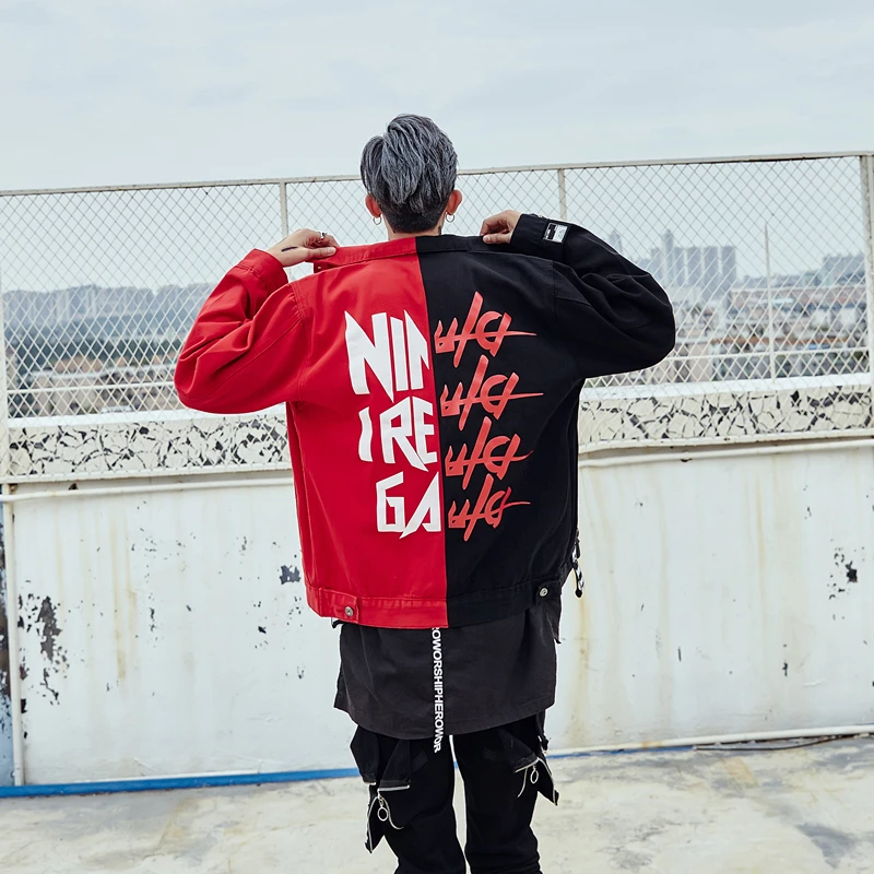 Мужские джинсы в стиле пэчворк черные красные хип хоп Мужская мотоциклетная