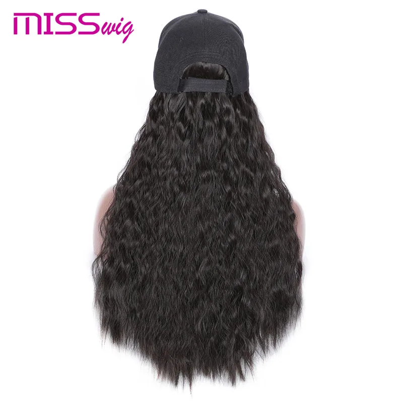 Miss wig кудрявый Кудрявый Длинный 22 дюймов натуральный черный колпачок волосы для наращивания шляпа шиньон синтетический термостойкий волос кусок