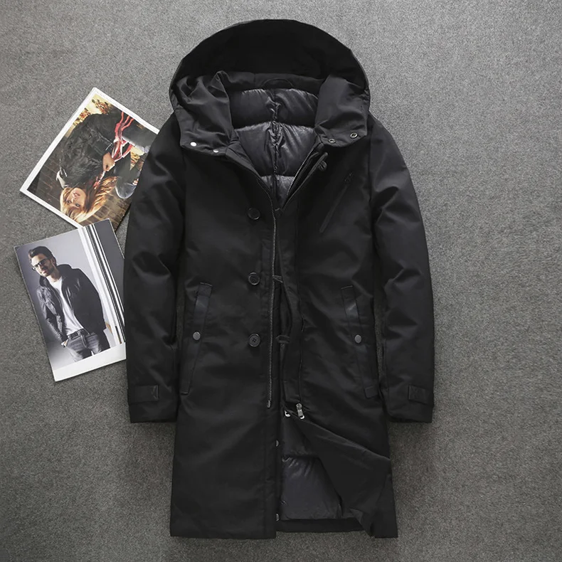 Модный пуховик с капюшоном Мужская брендовая зимняя куртка для России мужская на