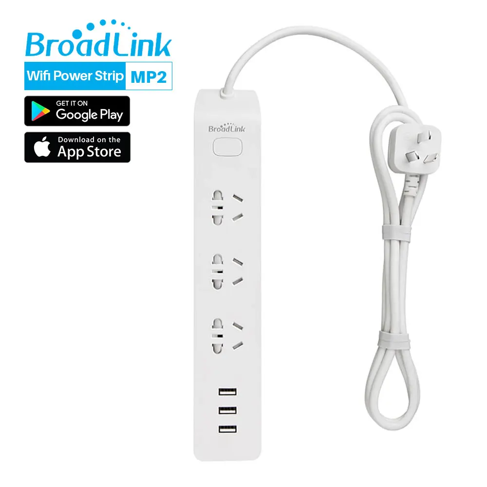Broadlink MP2 Смарт Мощность полосы удлиненный сокет с WiFi Разъем синхронизации 3 AC штепсельная розетка с 3 портами(стандарт через приложение Управление умный дом