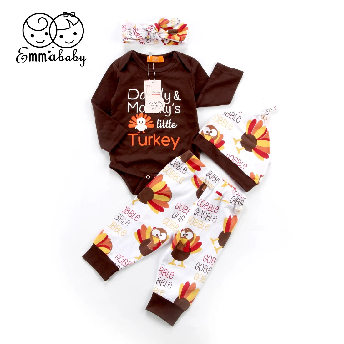 

Emmababy Thanksgiving Newborn Infant Baby Girl Boy Unisex Long Sleeve O-neck Bodysuit Pant Outfits Set 0-18 Months Helen115