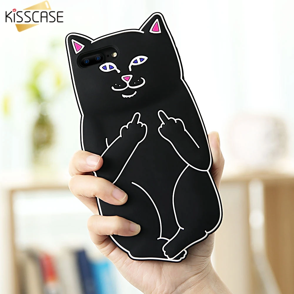 KISSCASE 3D Cute Cartoon Pocket Cat Silicone Case For iPhone 7 7Plus 6 6s Plus Luxury Soft Silicon Rubber Cover 5S 8 |