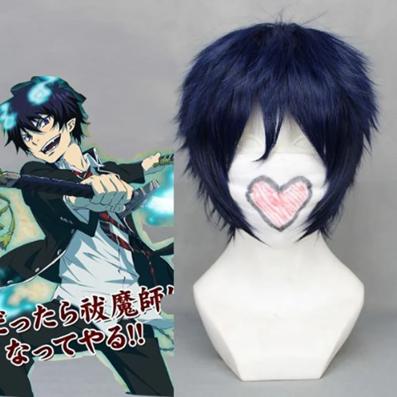 Ao no Blue Exorcist Окумура Рин Синий Короткие Жаростойкие волосы Perucas Косплей Костюм парик+ Бесплатный парик шапка