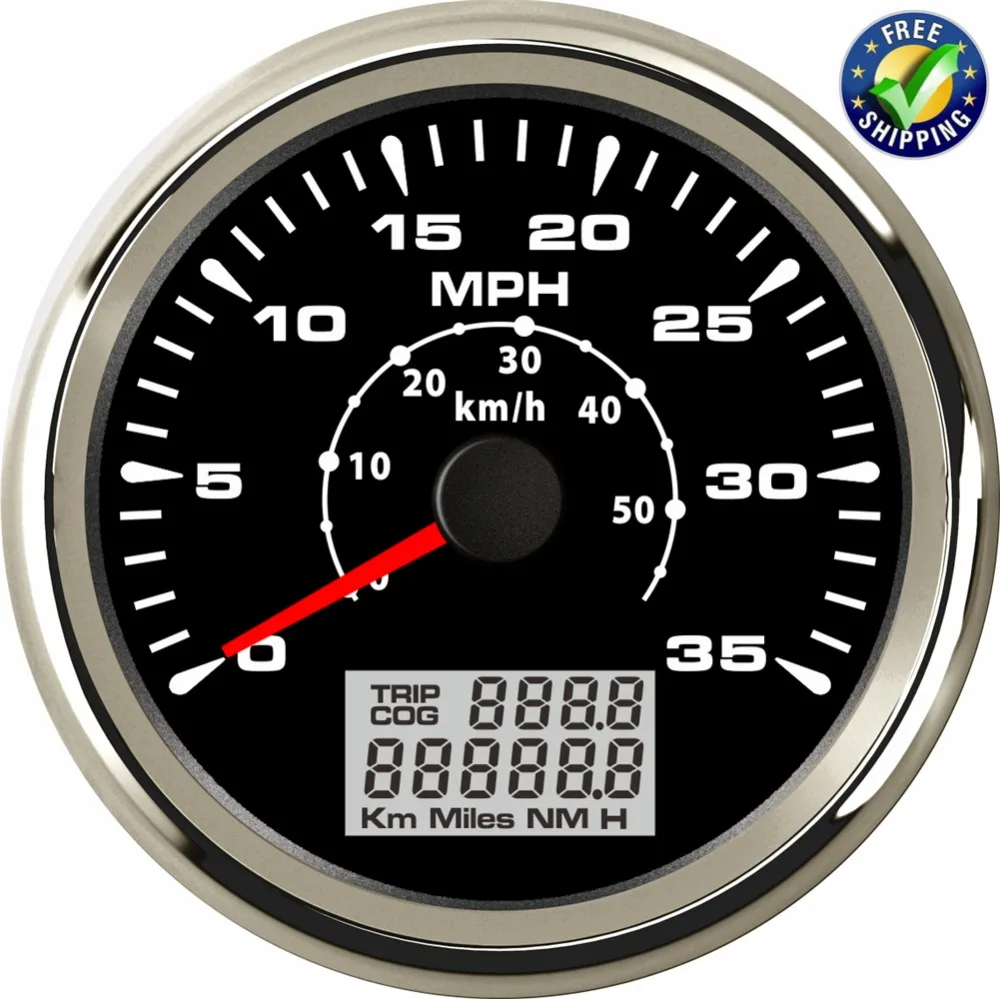 Новое поступление скорость 0-35 миль/ч тюнинг 85 мм GPS Mileometer 0-50 км/ч 316L Безель