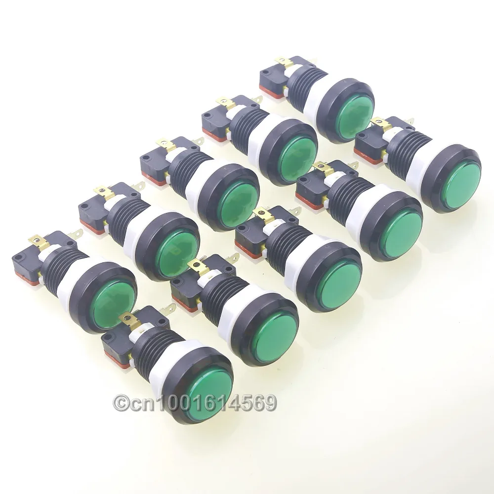 

10 x Arcade Machine LED Illuminated Round Arcade LED Buttons For Raspberry PI 1 2 3 Retropie Games & Coin Operator Cabinet Green
