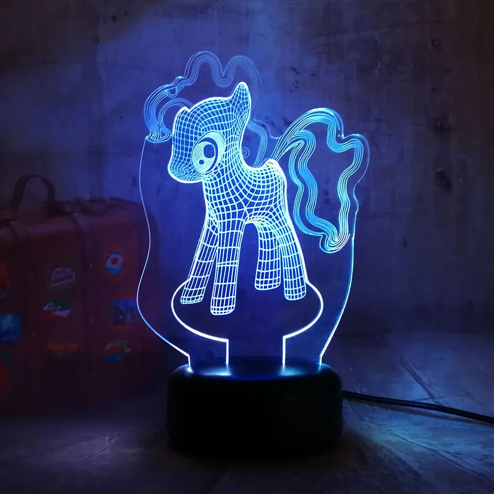 Милый 3D светодиодный ночник My Little Pony Lihgt, 7 цветов, смешанные, двойные цвета, рождественский подарок для детей, настольная лампа, новинка, домашний декор, блеск