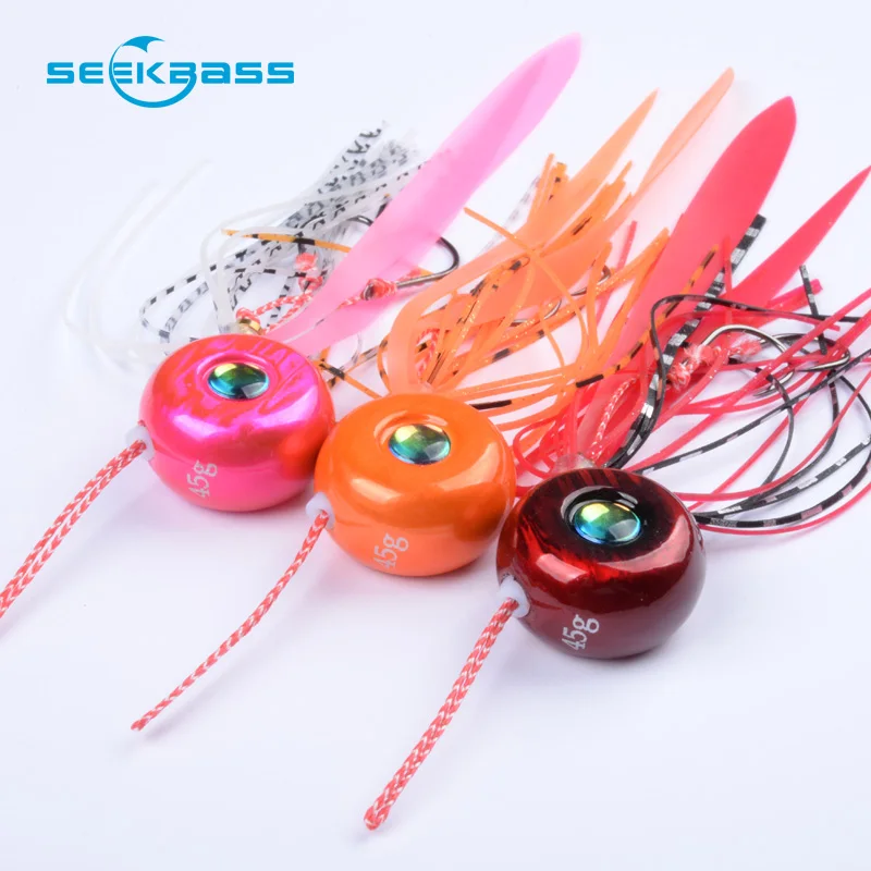 

SeekBass 100g/80g/60g/45g Slider Snapper Sea Bream Rubber Jig Head With Skirt Freestyle Kabura Sliding Lure