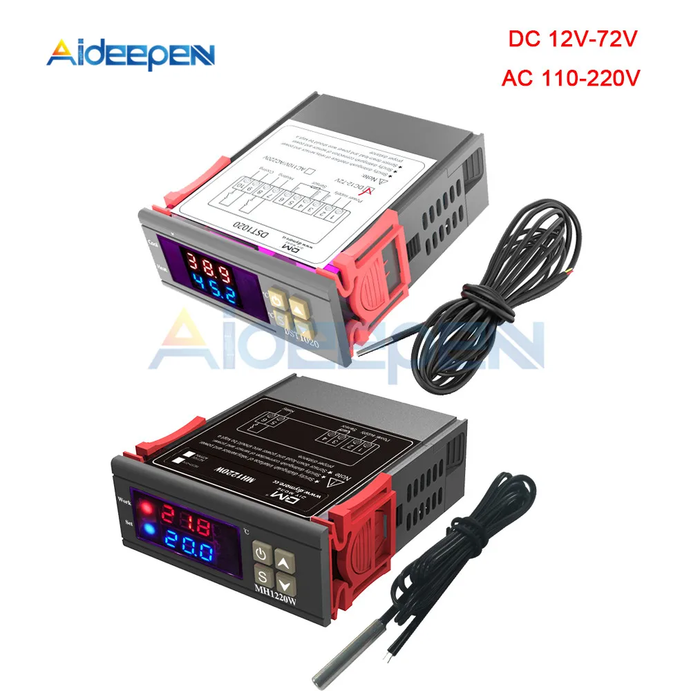 Цифровой регулятор температуры MH1220W DST1020 DC 12 в 72 В переменного тока 110 220 термостат