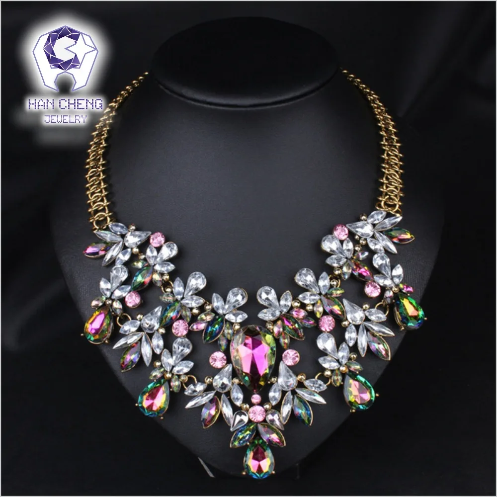 Модное богемное Ожерелье Стразы в форме капли воды с большим кристаллом