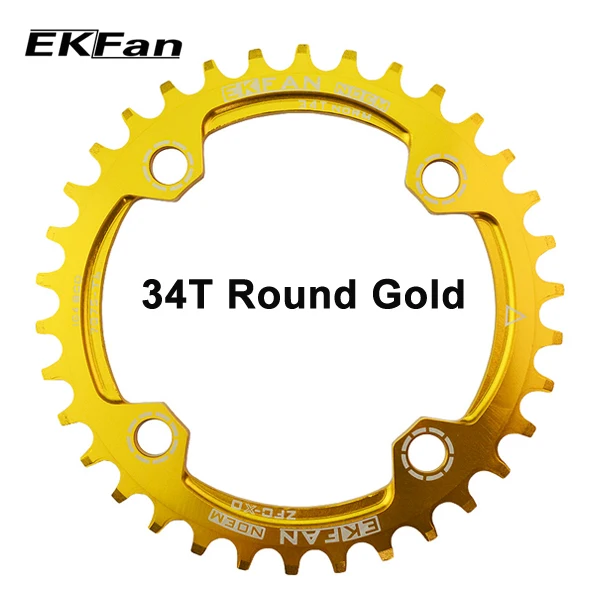 round 34T gold Бренд EKFan 104BCD 32 T/34 T/36 T Ultralight 7075-T6 MTB велосипед Узкий широкий цепное кольцо Овальный Круглый цепное колесо цикл шатун - Цвет: round 34T gold