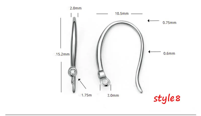 Style8 2 шт покрытые серебром 925 крючок для сережек, циркон, кристалл, застежка установка для DIY серьги изготовление, поиск ювелирных изделий серьги ювелирные изделия аксессуары - Цвет: Style8