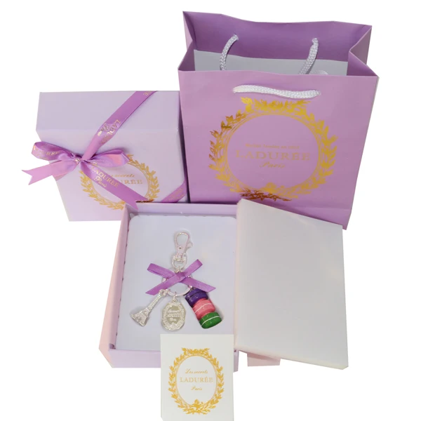 Purple Новое поступление блестящие посеребренные Брелоки для ключей, подвески на сумку, Франция, Macarons Effiel Tower Lover, Рождественский брелок, подарки, весь набор - Цвет: Purple
