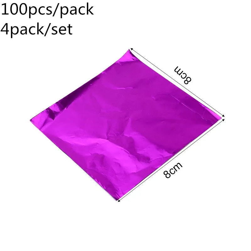4packs purple IVYSHION 4/10 упаковок Алюминий Фольга упаковочная бумага для конфет DIY оберточная бумага для шоколада на день рождения набор конфет для свадьбы 8*8 см - Цвет: 4packs purple