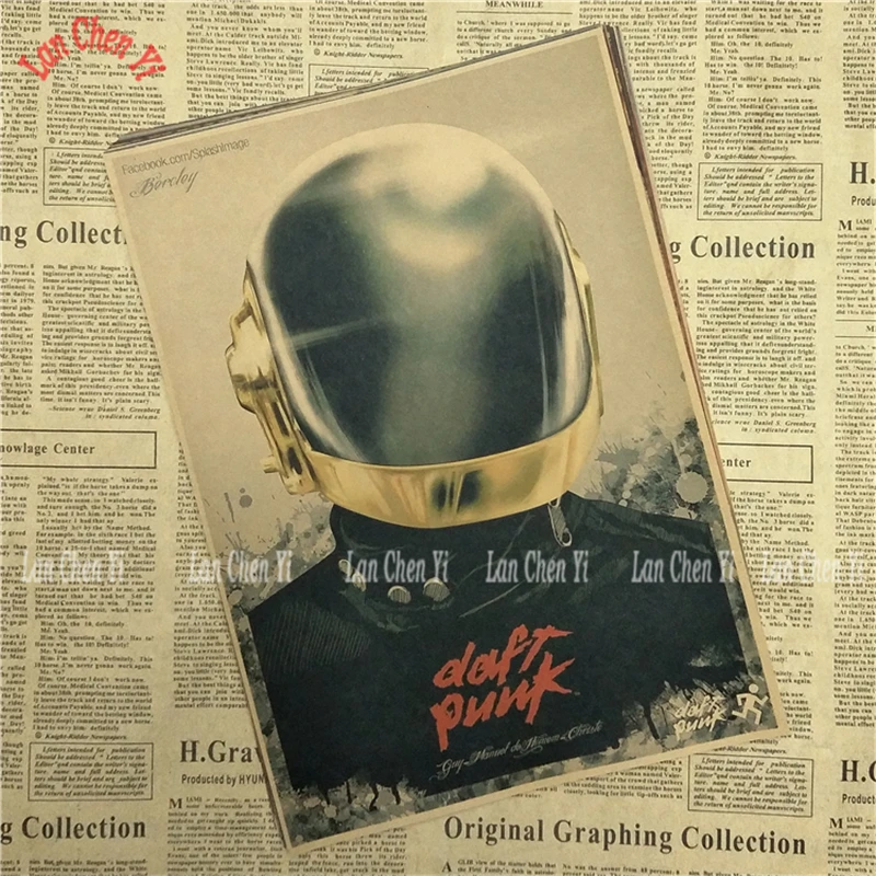 Daft панк крафт бумага печать четкое изображение художественная живопись бар
