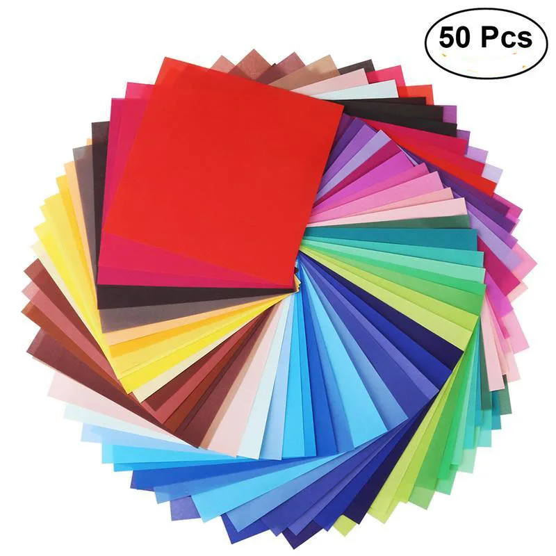 

50 Sheets Vivid Colors Single Sided Origami Paper Square Sheet for Arts and Crafts Projects