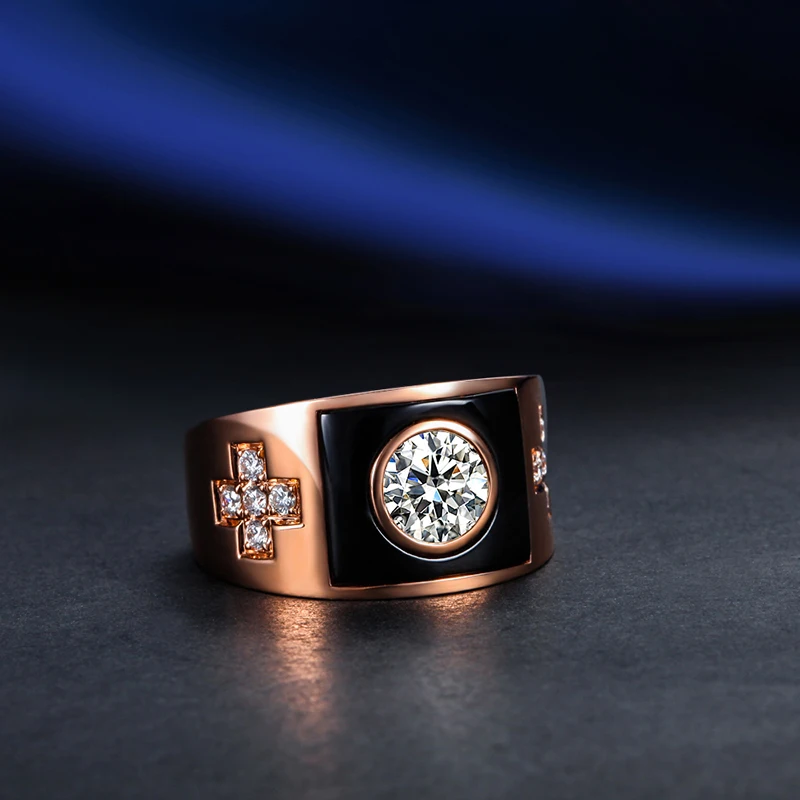 Бренд ZOCAI Настоящее сертифицированное 0 3 CT Алмаз H/SI 18K розовое золото с черным