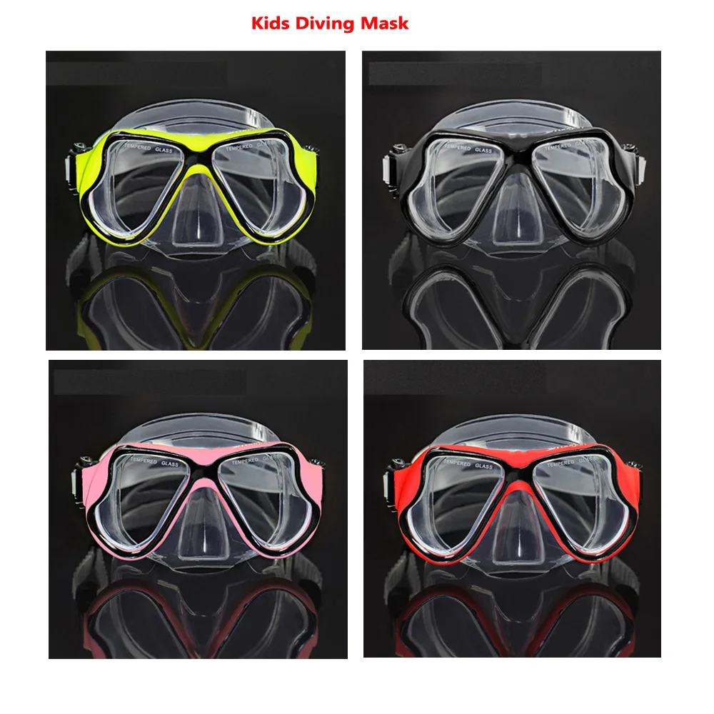 Профессиональная маска для дайвинга взрослых и детей черная силиконовая