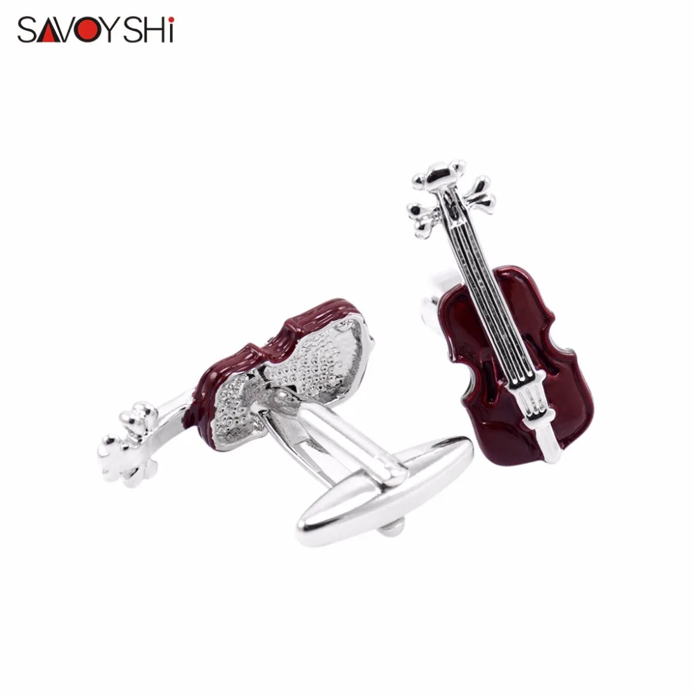 Запонки SAVOYSHI с коричневой краской для скрипки для мужских рубашек, брендовые высококачественные классические модные запонки, свадебные ювелирные изделия, abotoaduras