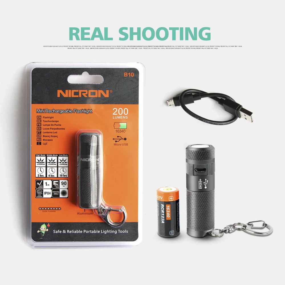 NICRON Мини светодиодный фонарик брелок 3 Вт USB перезаряжаемая компактная лампа