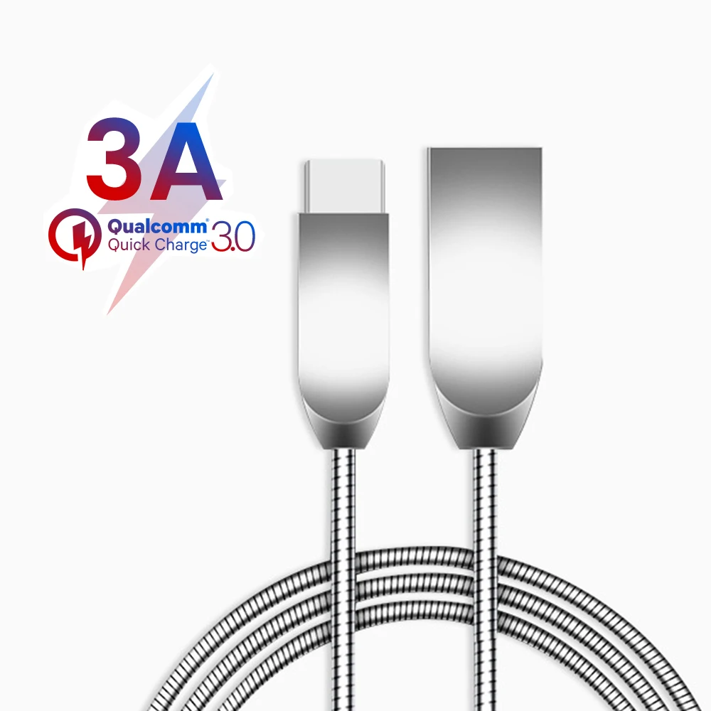 Кабель usb 3A QC 3 0 для быстрой зарядки кабель type c xiaomi huawei телефонный из цинкового