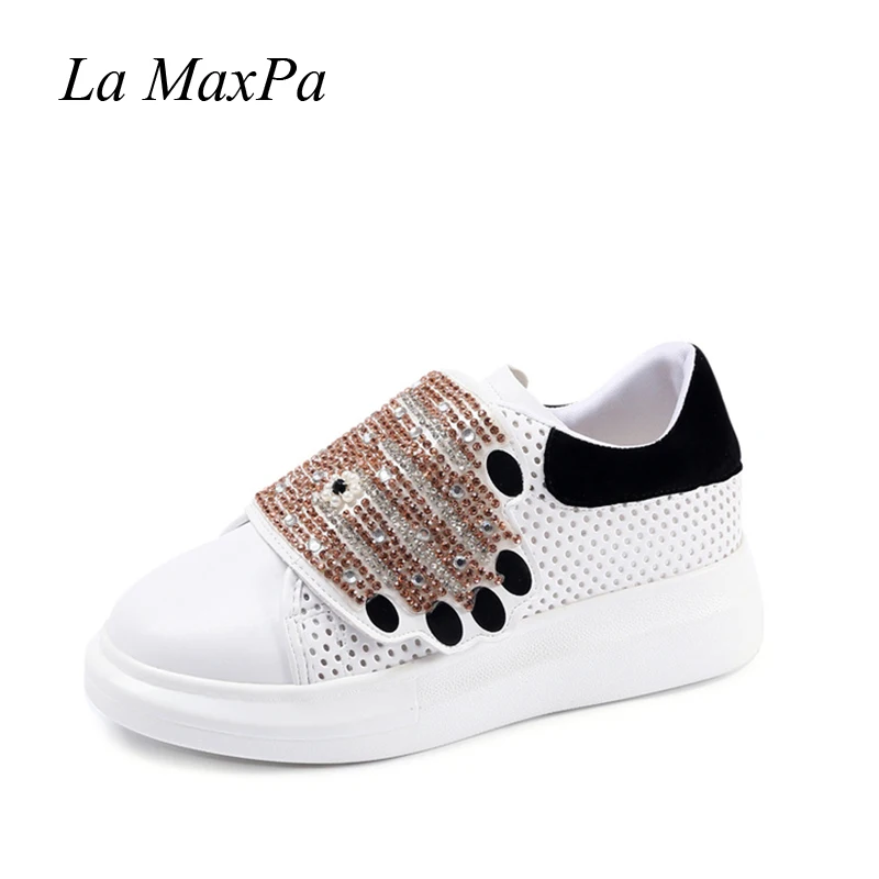 Женские кроссовки на платформе весна 2018 женская обувь липучке белые туфли