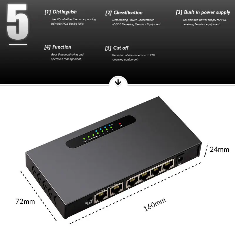 Сетевой коммутатор Diewu 6 портов Poe гигабитный Ethernet 10/100/1000 Мбит/с Lan хаб 4 порта