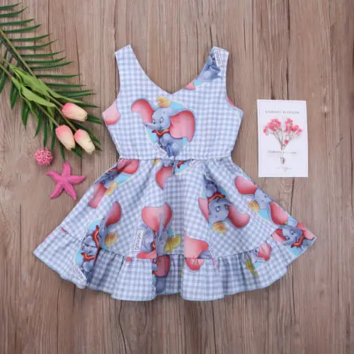 Милое платье в клетку с рисунком животных для маленьких девочек повседневная