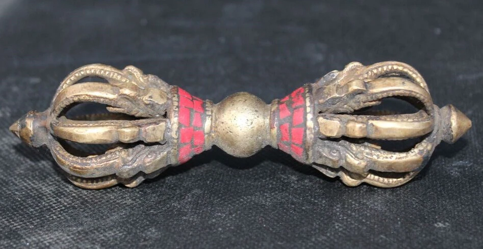 Тибетский буддистский Бирюзовый бронзовый позолоченный кинжал Phurba держатель