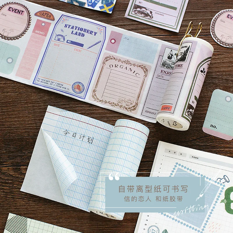 Vintage notes grid Adhesive Tape decoration washi tape DIY planner scrapbooking masking tape escolar With release paper