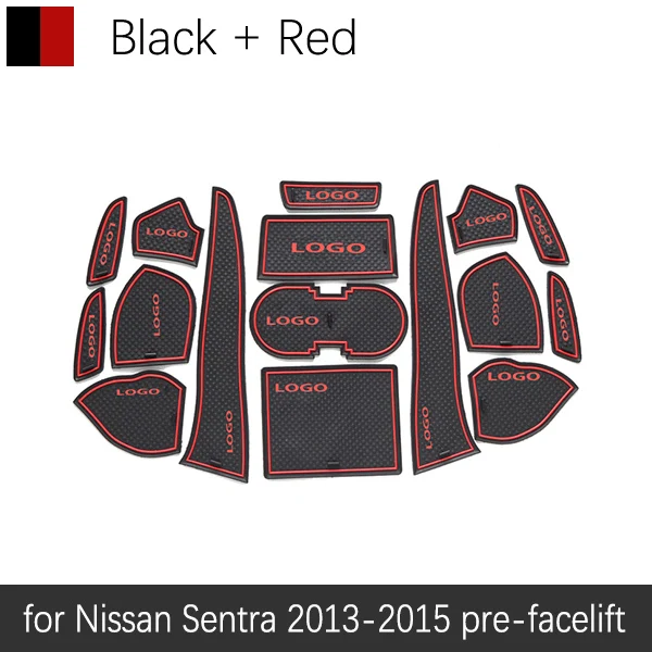 Для Nissan Sentra 2013 B17 противоскользящая резиновая чашка Подушка дверной паз коврик для Nissan Pulsar Sylphy аксессуары наклейки - Название цвета: Красный
