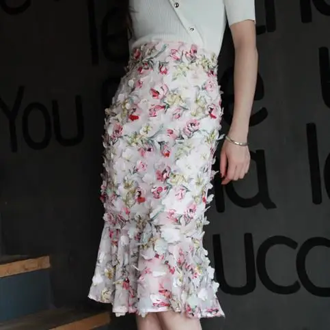 Женские шифоновые юбки с высокой талией повседневные юбки-трубы цветочным