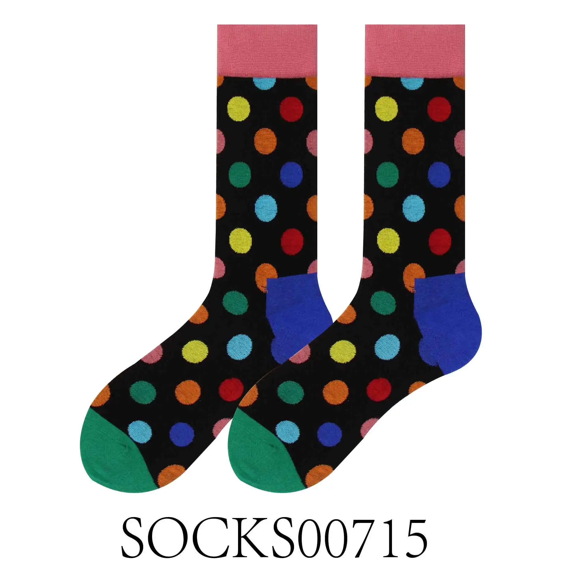 SOCKS007015 Счастливые носки весна лето осень пара чесаные хлопковые запасы Красочный Узор в горошек дышащий Свадебный костюм путешествия Вечерние - Цвет: SOCKS007015