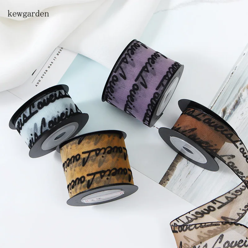 Kewgarden 40 мм 25 буквы кружева ткань вуаль ленты DIY волос бант аксессуары атласная