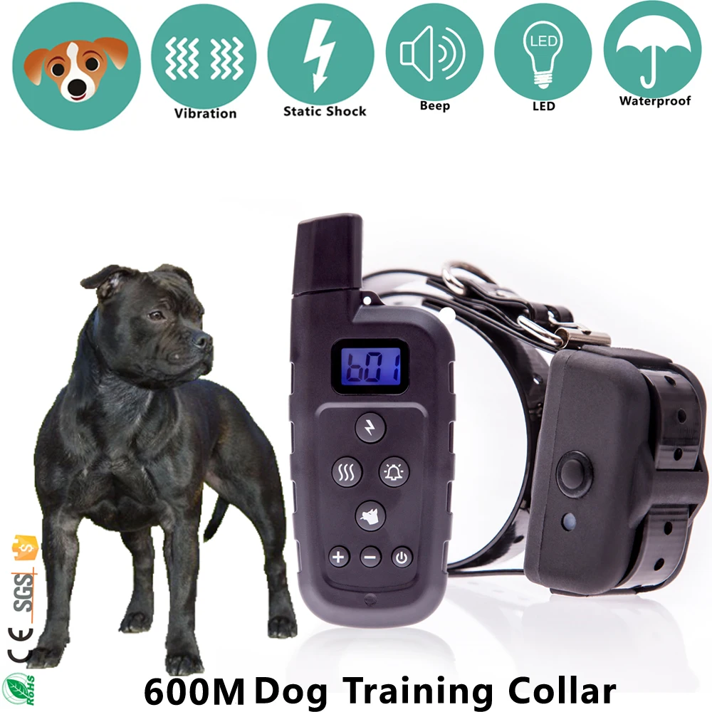 

3 Modes Tone Vibration Shock e-collar Remote 600m Dog Training Collars PTL600 for Home