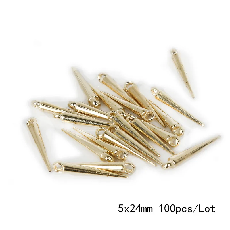 5x24mm 100pcs 100-200 шт./лот родий/золото цвет CCB Пластиковые бусины в форме конуса подвески для браслета ожерелья DIY ювелирных изделий - Окраска металла: 5x24mm 100pcs