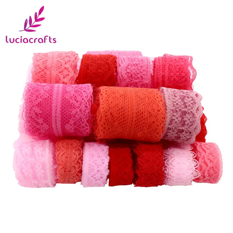 Lucia crafts 12 ярдов/партия случайным образом смешанные кружева ручной работы Швейные кружева DIY Лоскутные Аксессуары материал R0109 - Цвет: pink color range