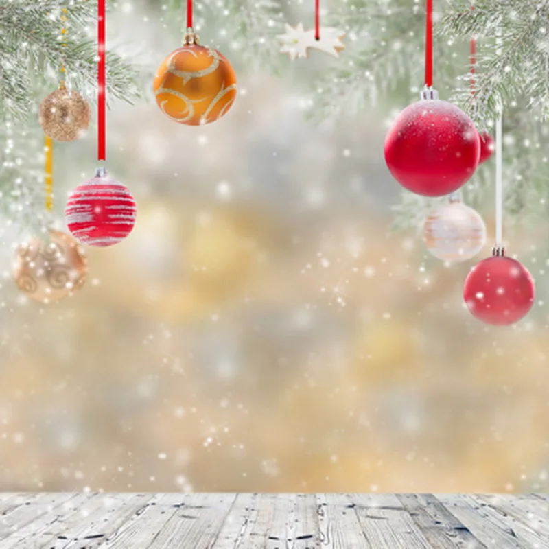 Романтический красный желтый колокольчик снег ветка сосны Рождество